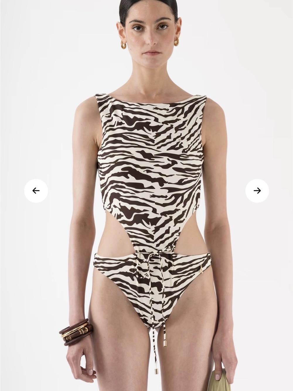 Arakii CUT OUT SWIMSUIT Small Brown Zebra Print NWT